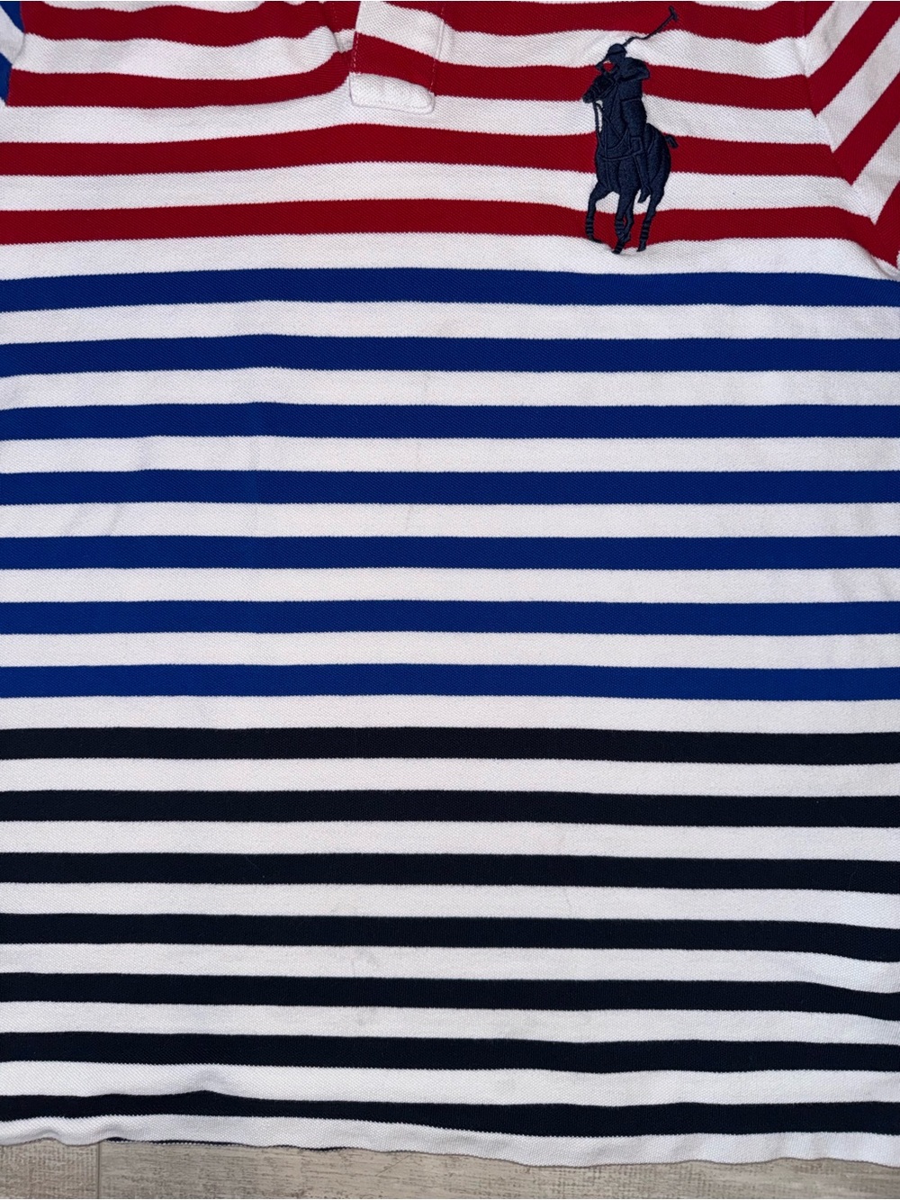 Polo Ralph Lauren Big Pony USA Flag Red White Blue Striped Polo Shirt Men’s M - Picture 5 of 9